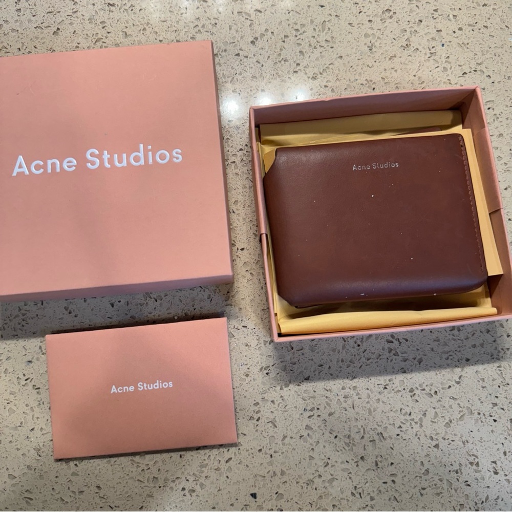 Acne Studio Trifold brown leather wallet